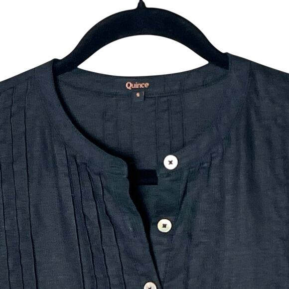 Quince European Linen Short Sleeve Swing Dress Black Size Small - Picture 4 of 11